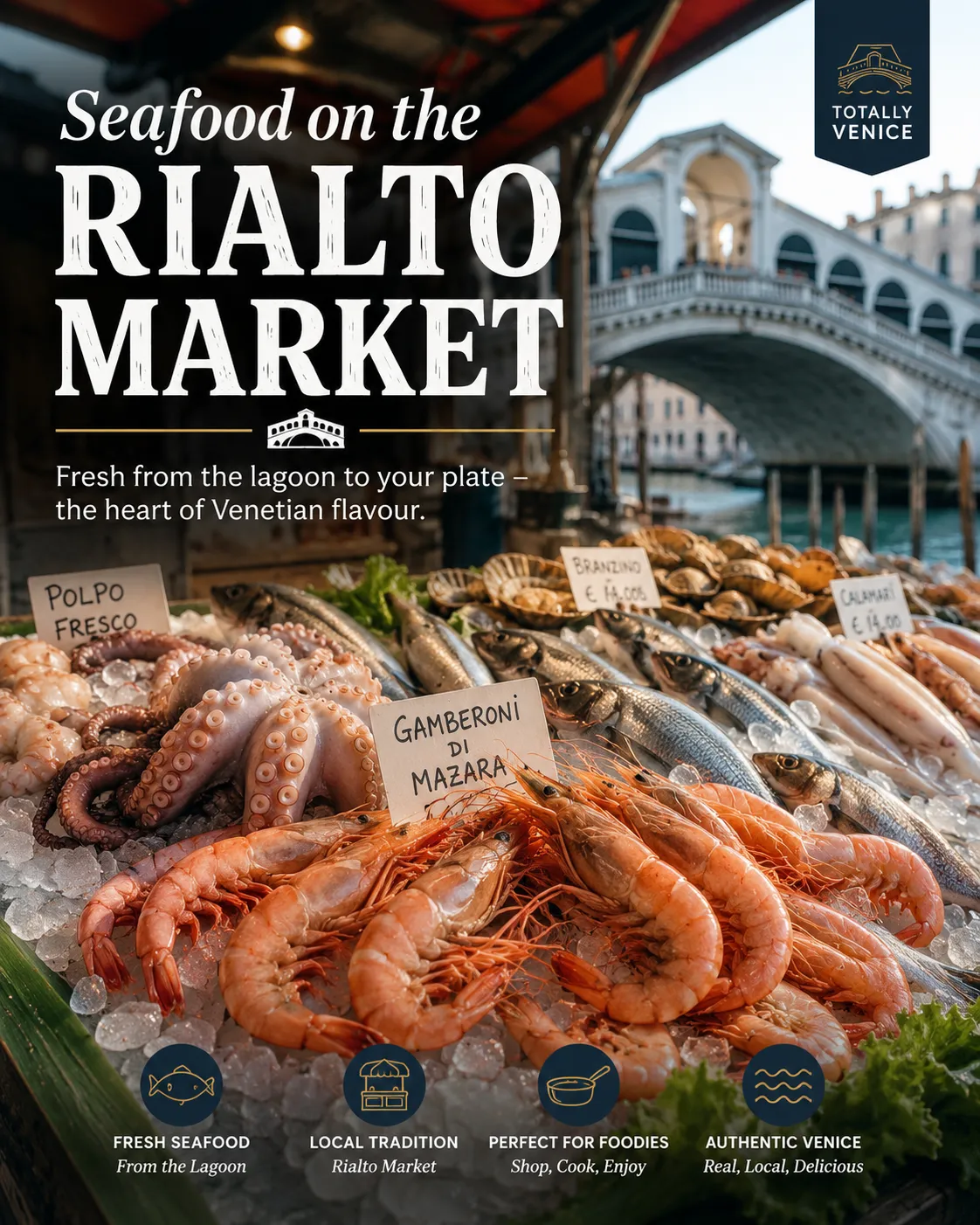 Meeresfrüchte auf dem Rialtomarkt: was es wirklich je nach Saison gibt